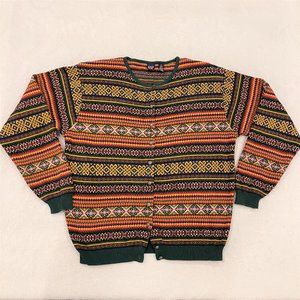 Vintage Gap Colorful Fair Isle Oversize Cardigan Sweater Cotton Australia Sz M